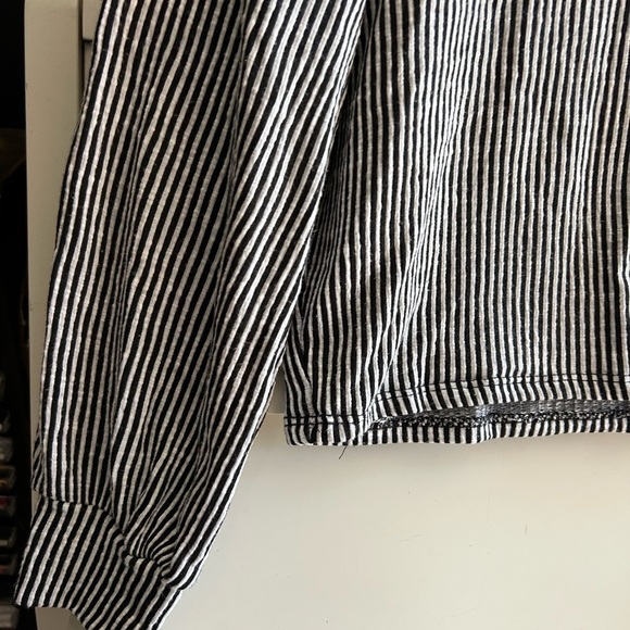 Caution To The Wind Black and White Striped Long Sleeve Crop Top - Picture 6 of 15